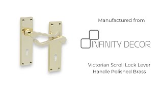 INFINITY DECOR - Victorian Scroll Lock Lever Handle 150mm Polished Brass | Lever Door Handles