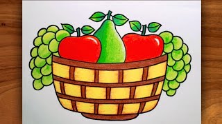 Fruit Basket Drawing || How to Draw Fruit Bowl for Beginners || Easy Fruit Basket Drawing..