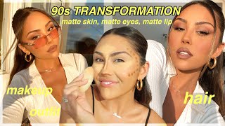 1 Hour 90s TRANSFORMATION: Matte Full Coverage Makeup, Hair \u0026 90s Outfit | Roxette Arisa