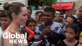 UN envoy Angelina Jolie visits refugees in camps along Venezuela-Colombia border