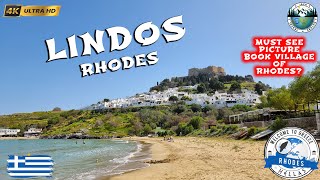 LINDOS picture-book village of Rhodes | Acropolis of Lindos | Greece | 4K UHD