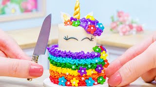 🦄 Magical Rainbow Cake 🌈 Colorful Miniature Rainbow Unicorn Cake Decoration | Ti