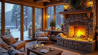 Cozy Living Room Space - Falling Snow and Crackling Fireplace for Good Sleep, Rest and Study