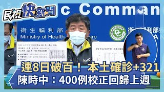 快新聞／連8日破百！ 本土確診+321 陳時中：400例校正回歸上週－民視新聞