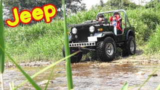 ジープでお出かけ①ｊｅｅｐで川に突入！だっくんと川遊び