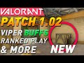 VALORANT Patch 1.02 Notes - RANKED PLAY, HUGE Viper Buffs, Map Changes & More