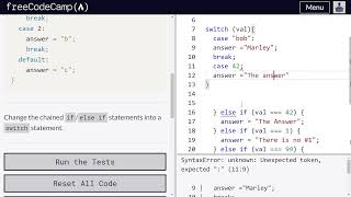 Replacing If Else Chains with Switch - freeCodeCamp | Video 79 | Basic JavaScript