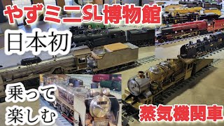 日本初やずミニSL博物館鳥取県八頭町、世界の蒸気機関車、タンク機関車ズラリ乗って楽しめます。ぶらり巡り。