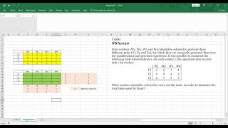 Solving an Assignment Problem in Solver: Linear Programming