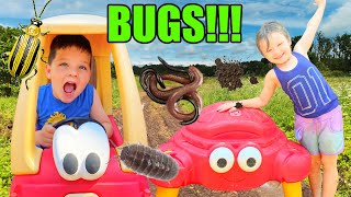 Kids Playing OUTSIDE Making MUD PIES IN THE MUD and PLAYING with BUGS! Caleb PRETEND PLAY FUN!