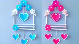 Heart & Flower Wall Hanging / How to make simple Paper craft Ideas / valentine's day room decor diy