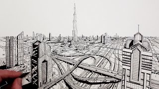 How to Draw Dubai City in Perspective