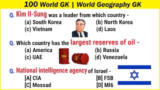 100 World GK | World Geography GK | Geography Quiz MCQ Questions and Answers General Knowledge