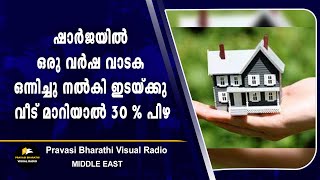 ഷാർജയിൽ ഒരു വർഷ വാടക ഒന്നിച്ചു നൽകി ഇടയ്ക്കു വീട് മാറിയാൽ 30 % പിഴ