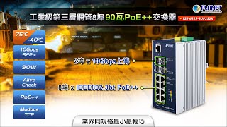 工業級第三層網管8埠90瓦PoE++交換器 (IGS-6325-8UP2S2X)