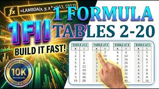 Create all Multiplication Table from two to twenty with ONE Excel Function #MultiplicationTable