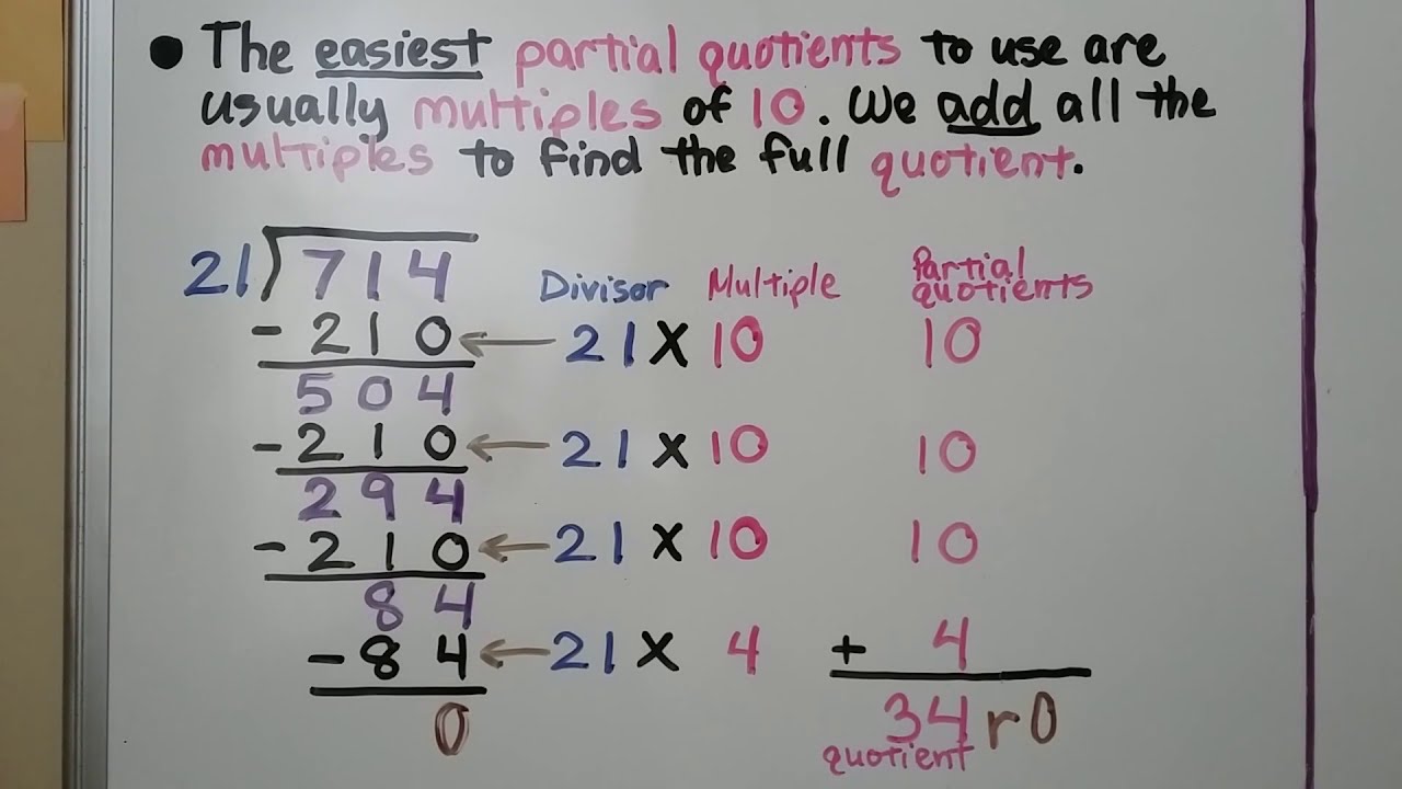 5th Grade Math 2.4, Partial Quotients To Divide By 2-digit Divisors ...