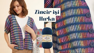 Diva ve Diva Batik ile Zincir İşi Hırka • Chain Stitch Cardigan • Кардиган С Воздушными Петлями