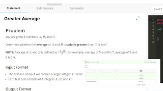 CodeChef Starters 53 | Greater Average || Fastest Solution✅ #codechef #codechefsolution