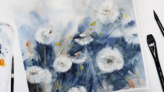 Watercolor Dandelion Painting Without Masking Fluid Tutorial/How to/Step by Step