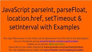 JavaScript parseInt, parseFloat, setTimeout, setInterval and location href