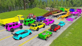 Flatbed Truck Mcqueen | Transportation with Truck - Pothole vs Car #22 - BeamNG.Drive