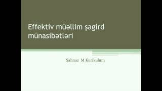 Effektiv müəllim şagird münasibətləri