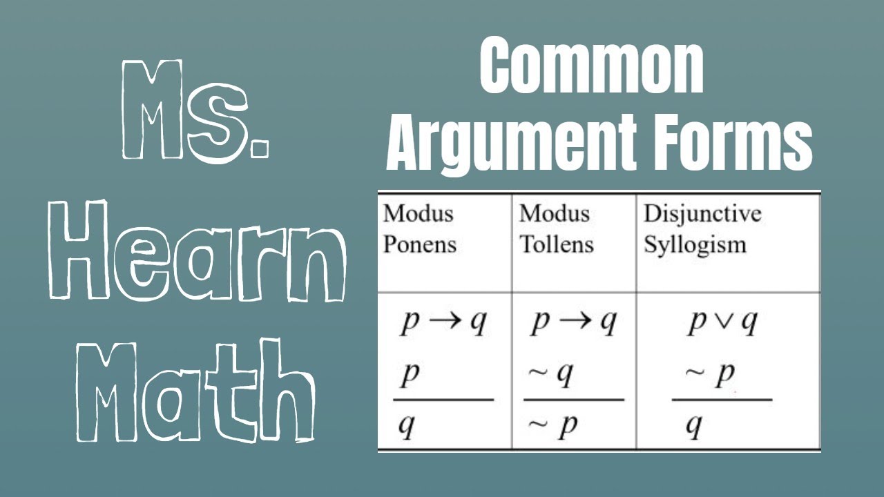 Logic Part 14: Common Argument Forms Like Modus Ponens And Tollens ...