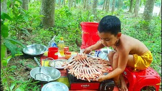 Most Cute Cooking \u0026 Eating Show Of 3-4 Years Village Kids - Delicious Chicken Legs Curry By Sneyha