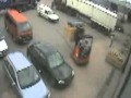 Forklift tips over on ramp