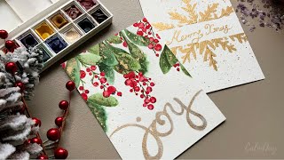 Christmas Card Ideas in Watercolor | Painting to Festive Holiday Music