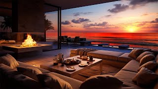 Luxurious Beachfront Sunset️ With Soothing Jazz Music. Enjoy Perfect Summer Night with Fireplace