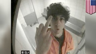 Boston bomber Dzhokhar Tsarnaev seen flipping off camera in his cell in new photo