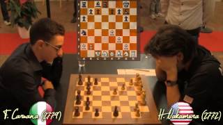 Hikaru Nakamura vs Fabiano Caruana - Chess FIDE GP PARIS 2013 - Time Lapse (Blunder)