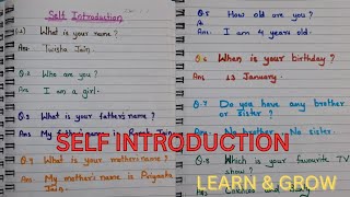 NURSERY/LKG/UKG Kids | SELF INTRODUCTION  in English |Learn\u0026Grow