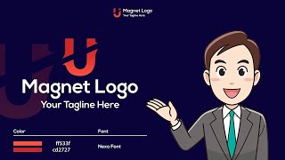 Magnet U Logo Design & Mock up tutorial in illustrator. How to make a logo and mock up?