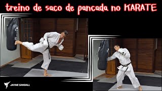 Usando o saco de pancada no karate