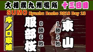 2018年最後の服部桜 ７戦全敗回避なるか！？ / 大相撲2018九州場所 十三日目 服部桜-東山