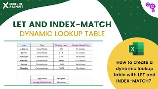 HOW TO USE DYNAMIC LOOK-UP TABLE USING THE LET AND INDEX-MATCH FUNCTION BY EXCEL IN A MINUTE