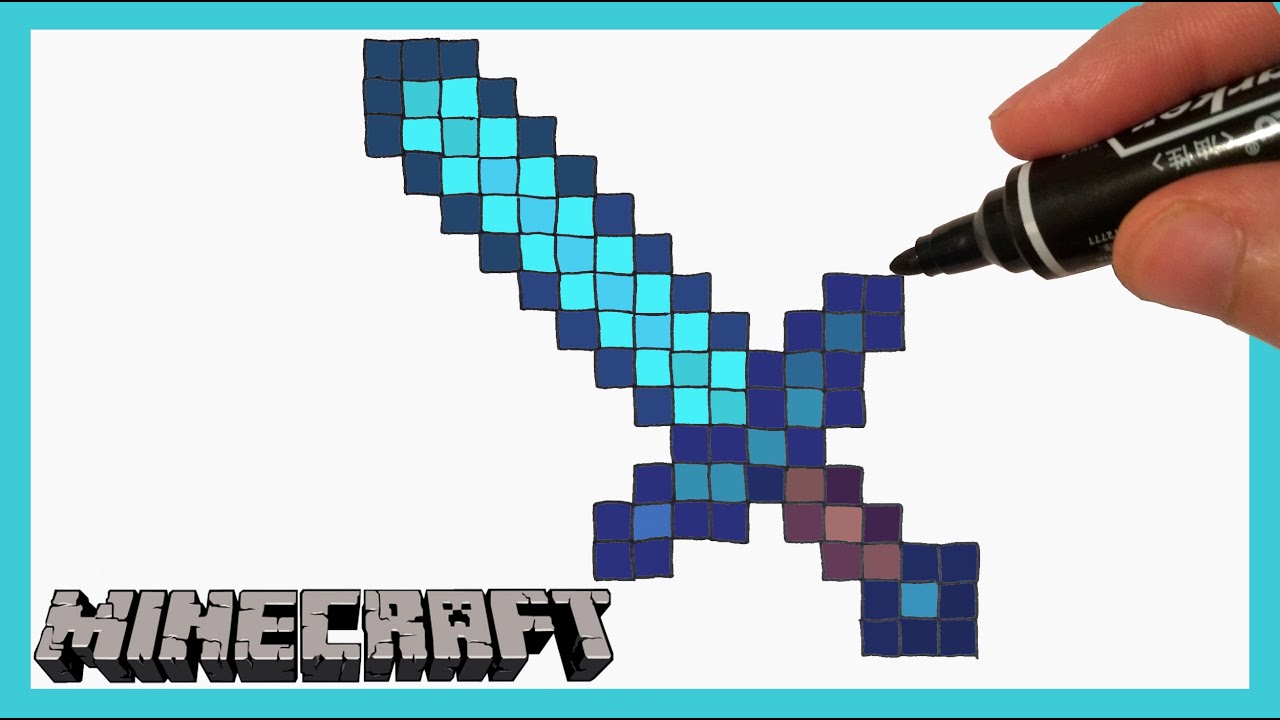 How To Draw Minecraft Diamond Sword | Learn To Draw - YouTube