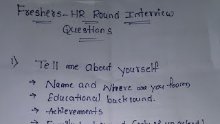 Freshers HR /ask Interview Questions