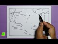 an easier and interesting way to draw for beginners drawing waterfall scenery