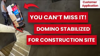 Domino Plasmoid Stabilizing on Curved Stairs