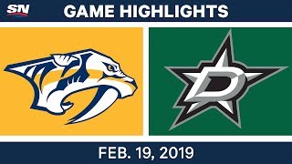 NHL Highlights | Predators vs. Stars - Feb 19, 2019