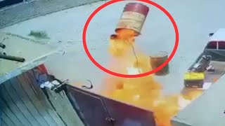 Welding accident caught on Cctv camera - بەرمیل فڕی ڕووداوی تەقینەوەی لەحیم لە کامێرای چاودێریەوە