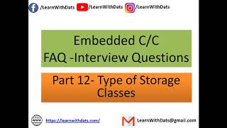 What Are Storage Classes In C | Embedded C interview Questions