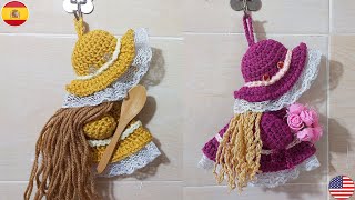 تعليقة الفستان كروشيه ديكور للمطبخ |Crochet adorable dress hanger | Adorable percha para vestido