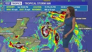 Sunday 10 PM update: Tropical Storm Ian strengthens, heads northwest