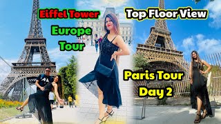 Eiffel Tower Paris, Elevator Ride Top Floor (360° Panorama View) France 🇫🇷 Waking Tour 4k HDR