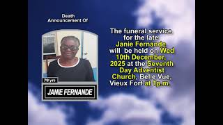 Janie Fernande ~ Short Obituary